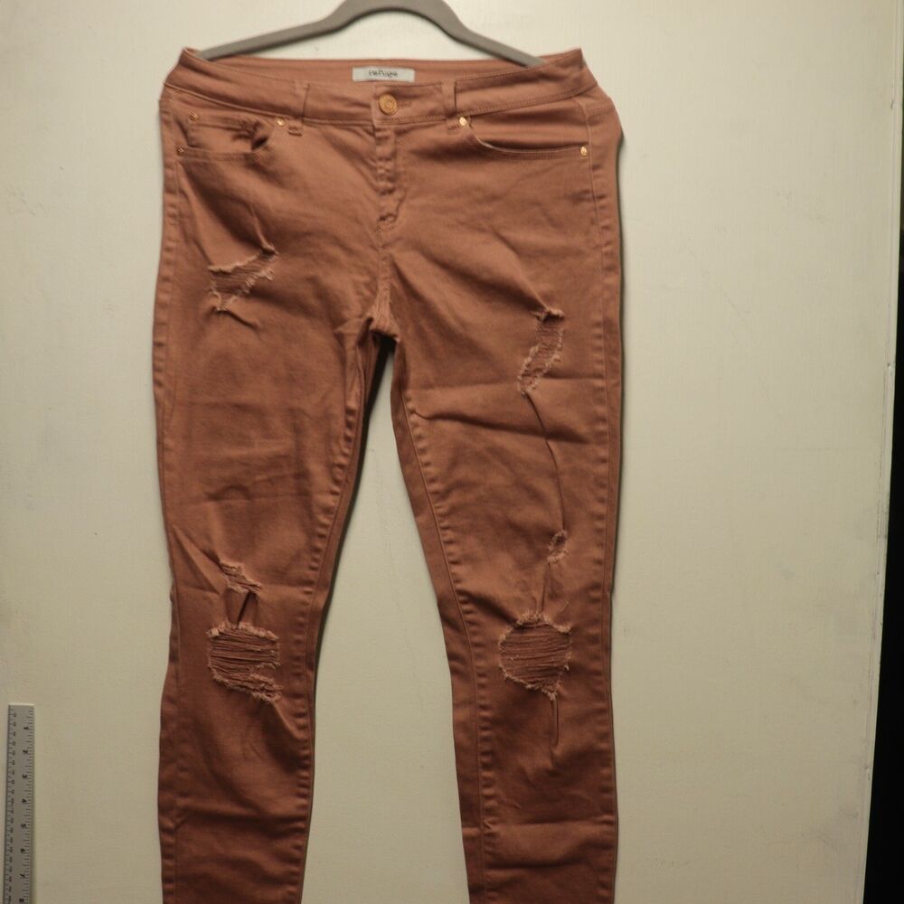 Refuge Denim Jeans Womens Size 6 Skinny Ripped Destroyed Stretch pink rose gold